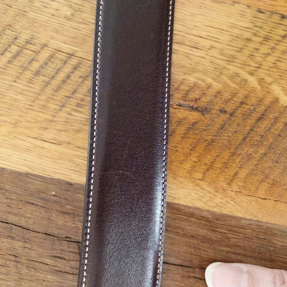 Ted Baker Belt Mens 34 Brown Italian Leather Solid Brass Buckle Formal 0906